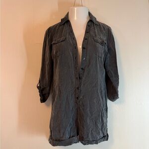 Bebe  Black Shorts Romper Jumpsuit Button Up 3/4Sleeves Faded Black Y2K VTG